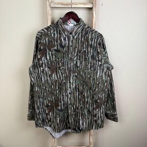 Vintage 90s Sports Afield Tree Bark Button Longsleeve Shirt size‎ XL